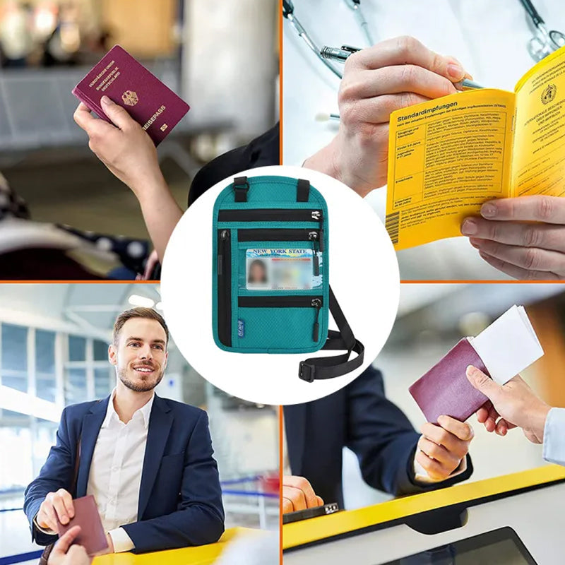 Travel Neck Pouch RFID-Blocking & Water-Resistant Nylon