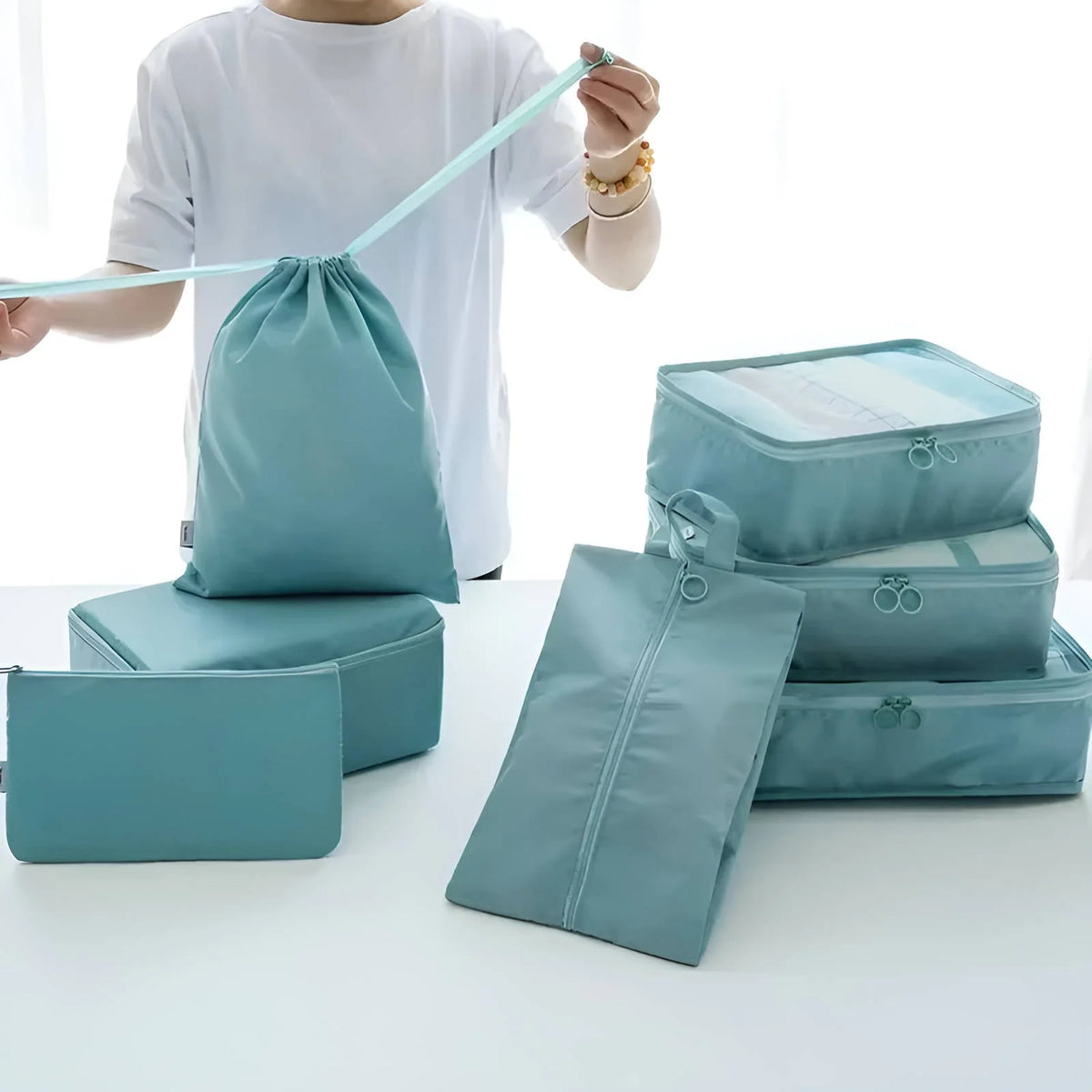 Travel Packing Cubes 7-Piece Mesh Windows & Compression