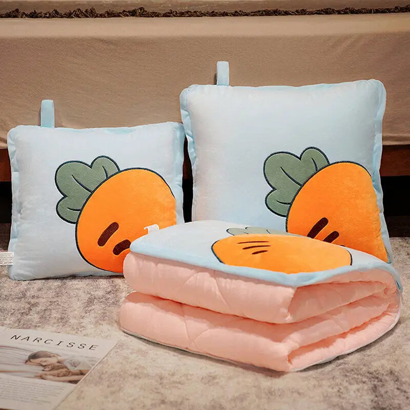 Travel Pillow Blanket Dual-Function Cotton-Filled Travel Size