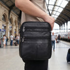 Travel Shoulder Bag Genuine Cowhide Leather Multiple Compartments