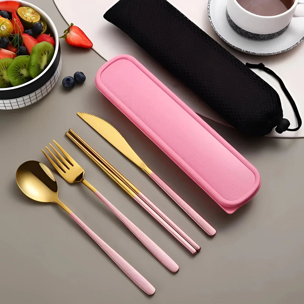 Travel Silverware Set Stainless Steel Compact Case
