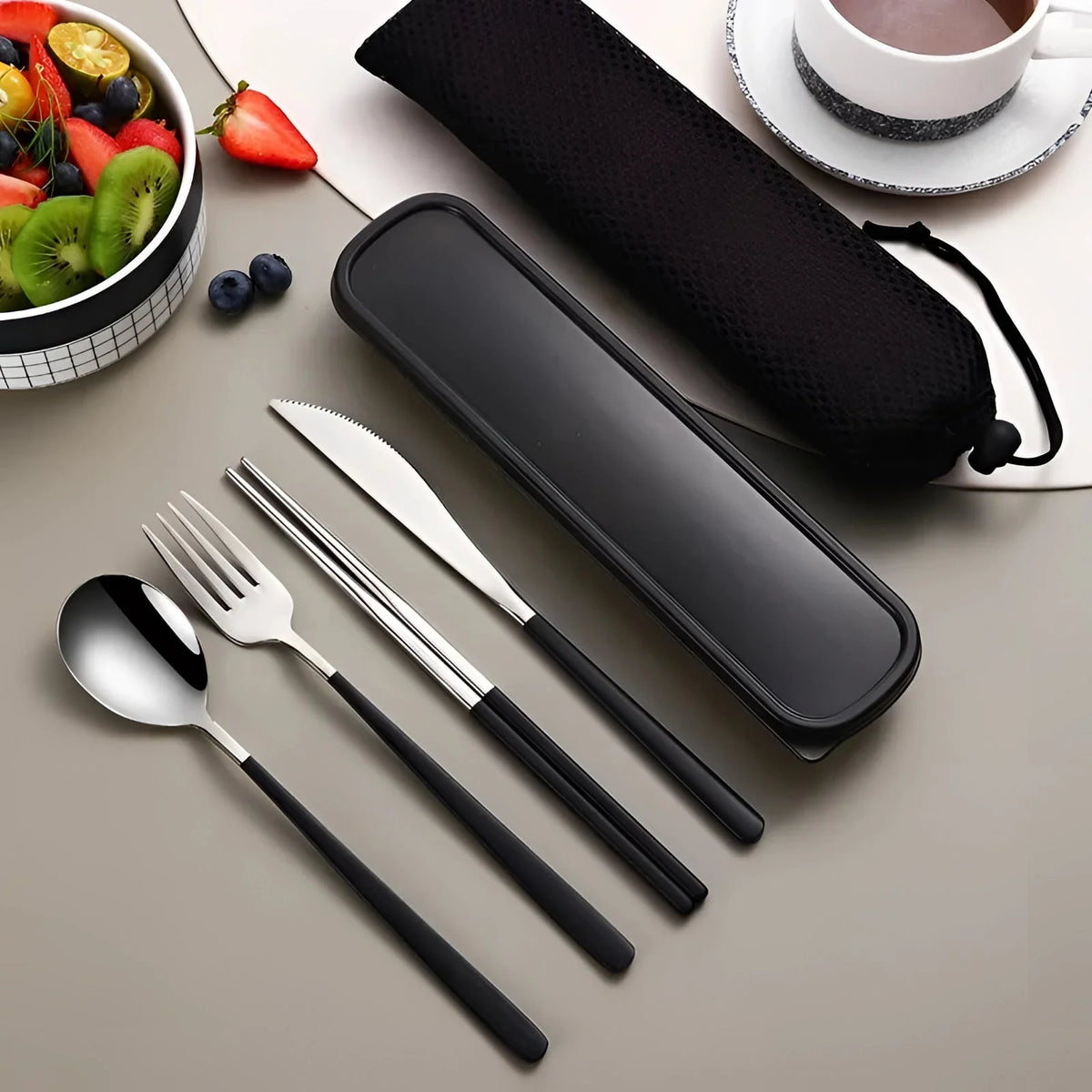 Travel Silverware Set Stainless Steel Compact Case