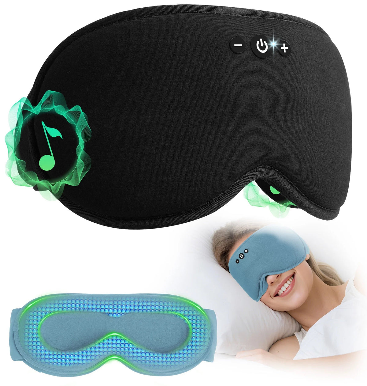 Travel Sleep Mask 3D Ergonomic Light-Blocking Bluetooth Audio