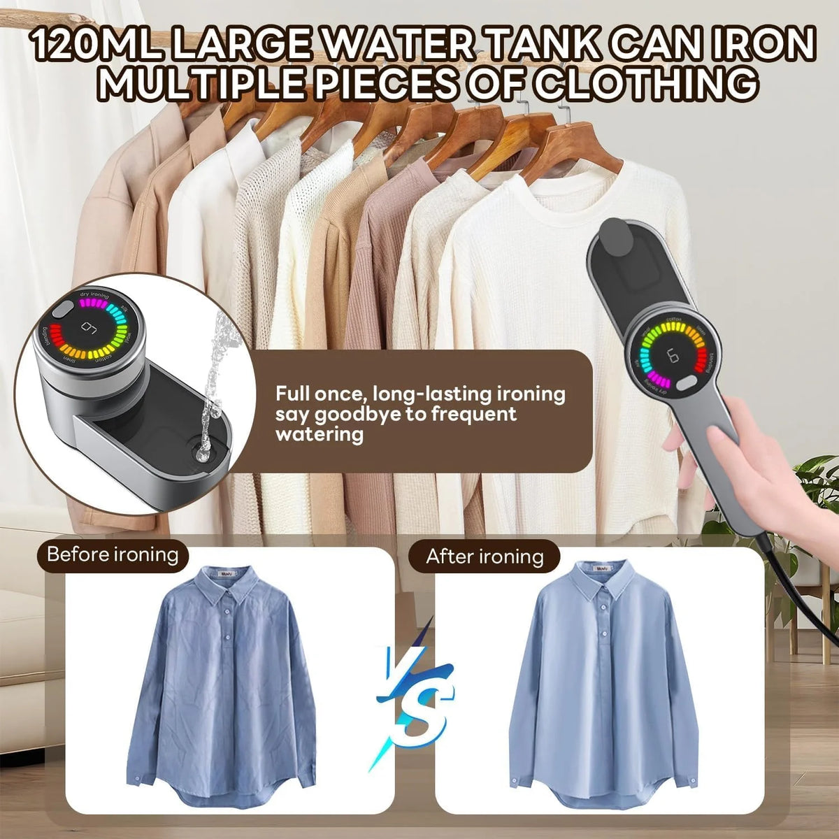 Travel Steamer Iron 1200W Foldable Steam & Dry