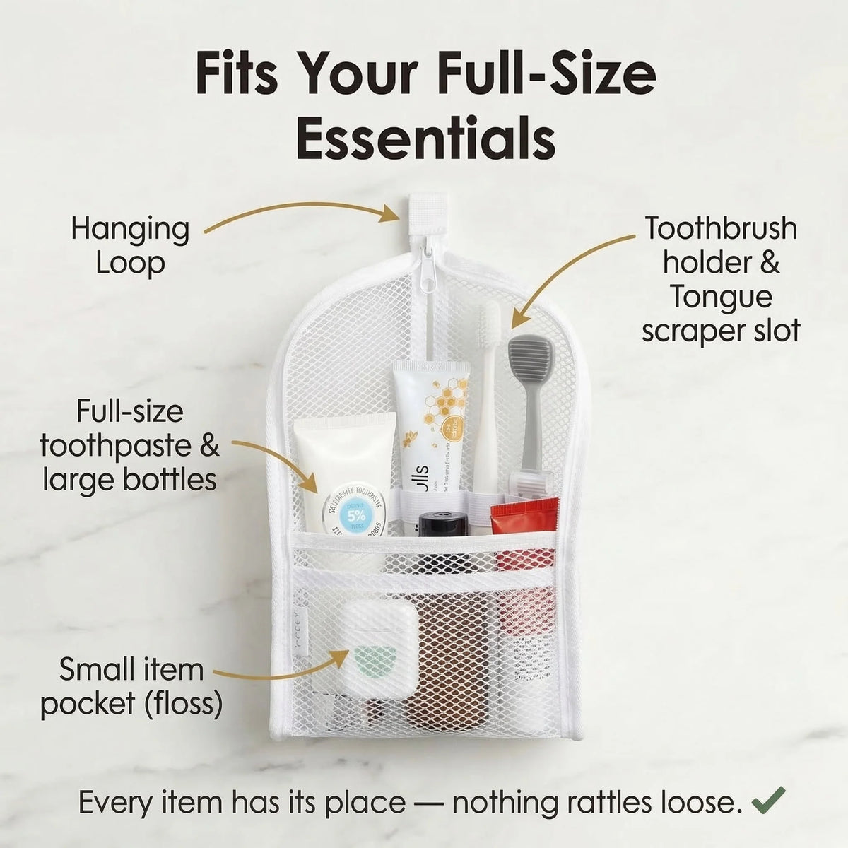 Travel Toiletry Bag Self-Standing Water-Repellent Built-In Dividers