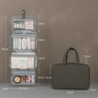 Travel Toiletry Bag Waterproof Polyester Multiple Compartments Hanging Hook