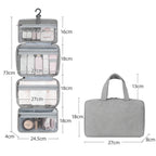 Travel Toiletry Bag Waterproof Polyester Multiple Compartments Hanging Hook