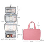 Travel Toiletry Bag Waterproof Polyester Multiple Compartments Hanging Hook