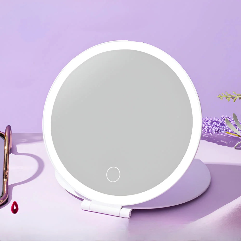Travel Vanity Mirror 24-LED USB-Rechargeable Fold-Flat