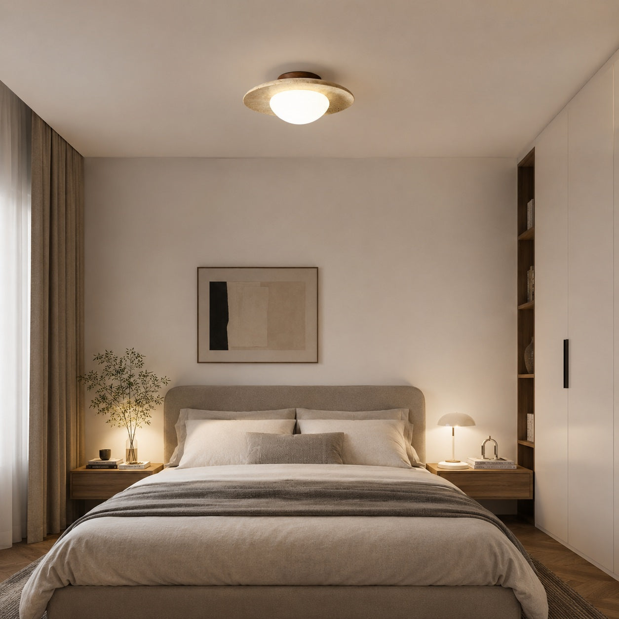 Travertine Marble LED Flush Mount Ceiling Light
