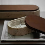 Travertine Stone & PU Leather Jewelry Storage Box