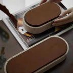 Travertine Stone & PU Leather Jewelry Storage Box