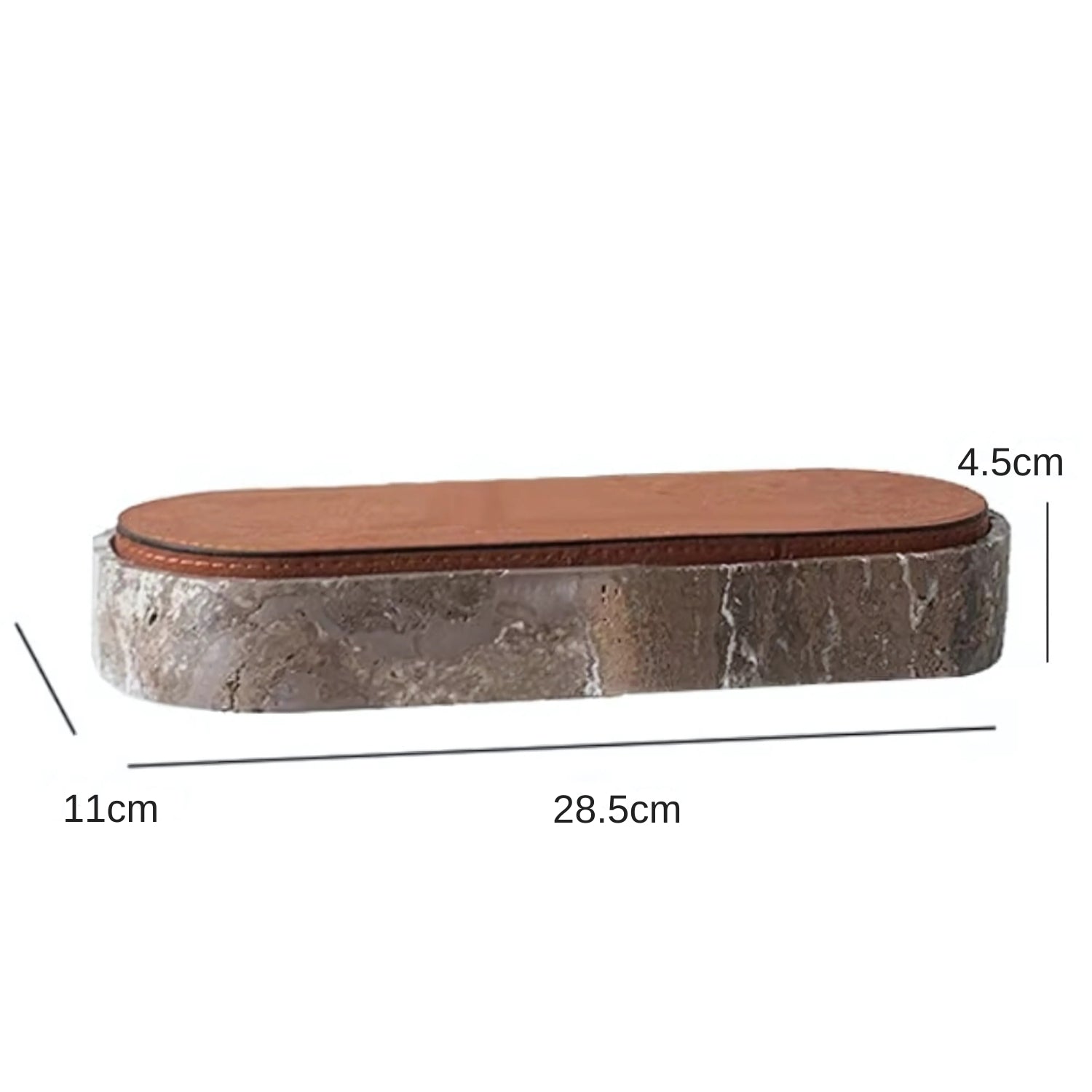 Travertine Stone & PU Leather Jewelry Storage Box