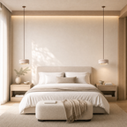 Travertine Stone & Wood Dimmable LED Pendant Light (Height-Adjustable)