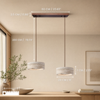 Travertine Stone & Wood Dimmable LED Pendant Light (Height-Adjustable)