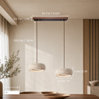 Travertine Stone & Wood Dimmable LED Pendant Light (Height-Adjustable)