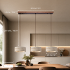Travertine Stone & Wood Dimmable LED Pendant Light (Height-Adjustable)