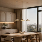 Travertine Stone & Wood LED Pendant Light