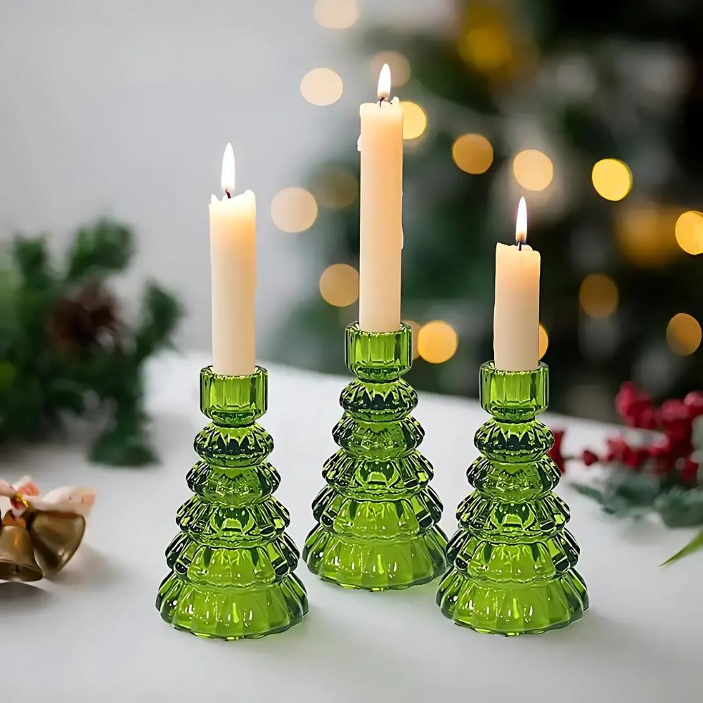 Tree-Shaped Glass Votive Holders (Set of 3)