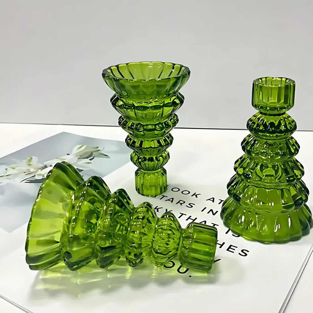 Tree-Shaped Glass Votive Holders (Set of 3)