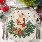 Tree Skirt Braided Cotton Quilted Winter Motif Conceals Stand