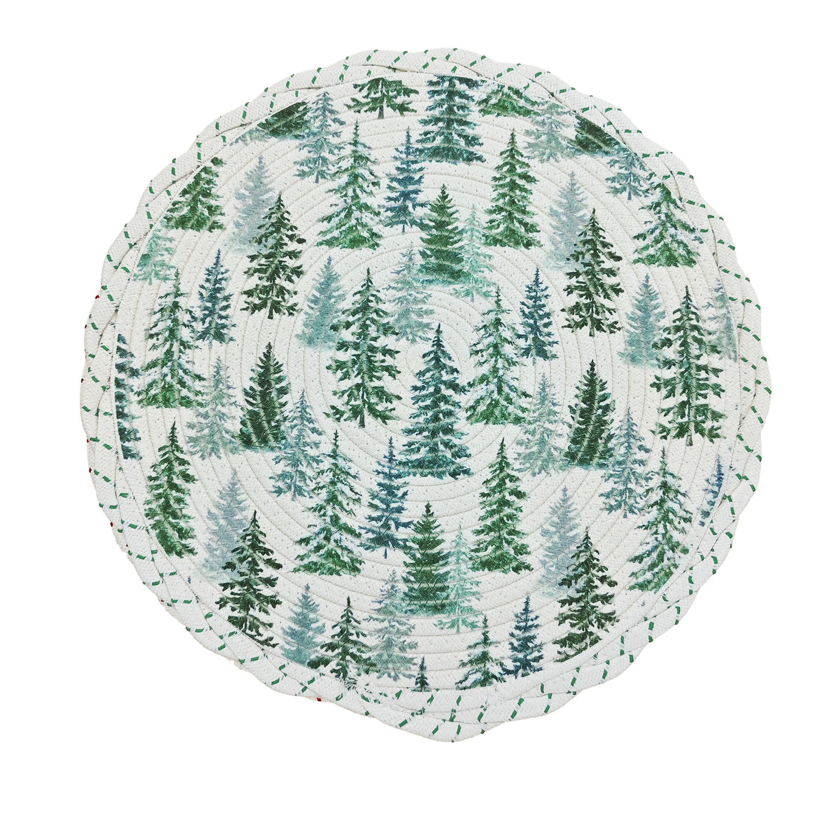 Tree Skirt Braided Cotton Quilted Winter Motif Conceals Stand