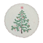 Tree Skirt Braided Cotton Quilted Winter Motif Conceals Stand