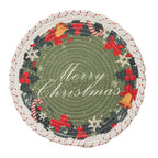 Tree Skirt Braided Cotton Quilted Winter Motif Conceals Stand