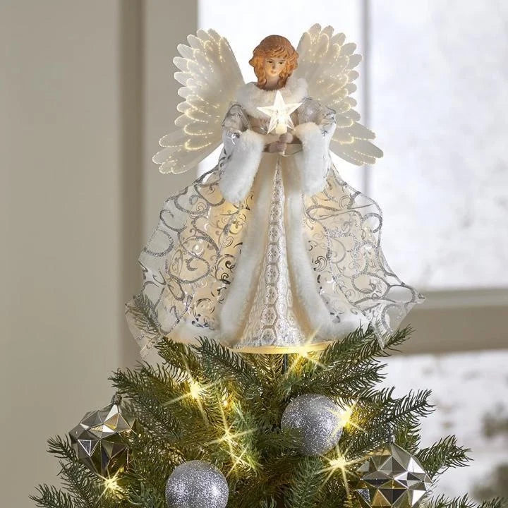 Tree Topper Animated Fiber-Optic Wings & Warm White LED