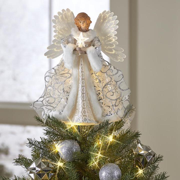 Tree Topper Animated Fiber-Optic Wings & Warm White LED