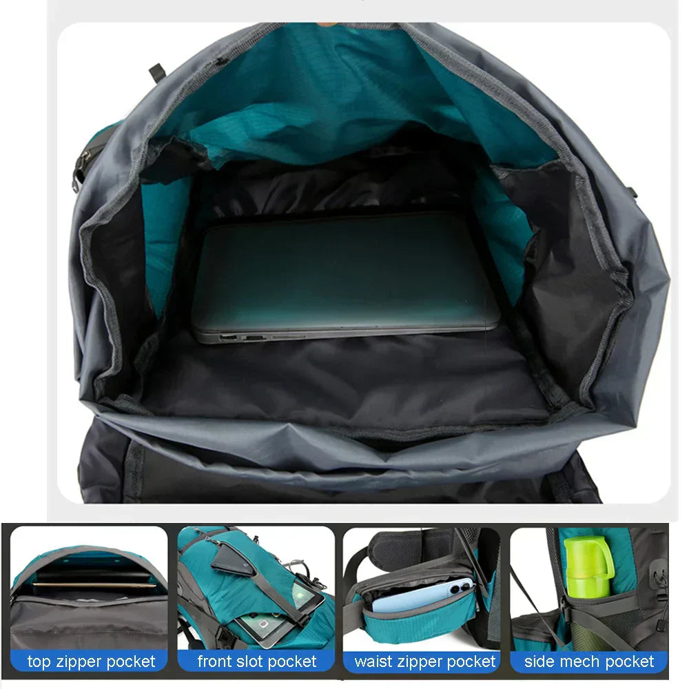 Trekking Backpack 70L Integrated Rain Cover