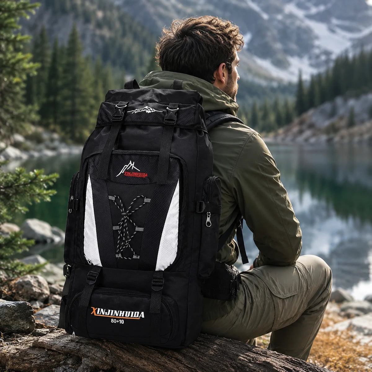 Trekking Backpack 80L Water-Repellent Padded Hip Belt
