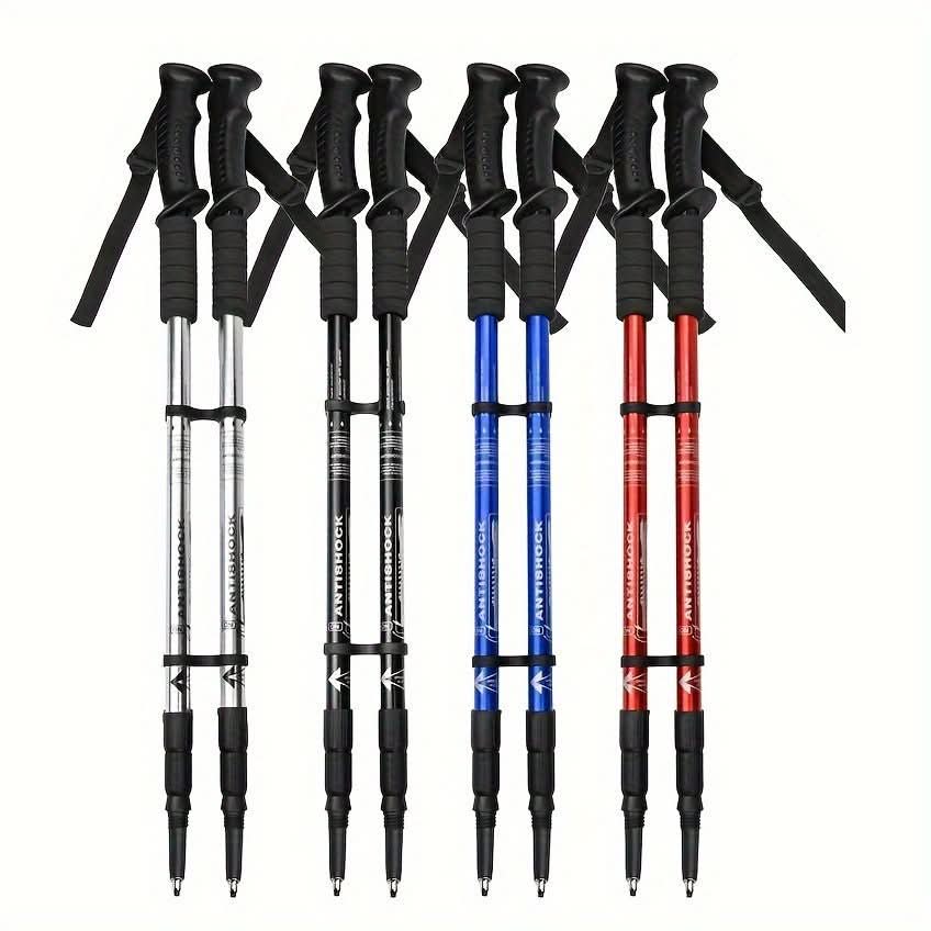 Trekking Poles Adjustable Shock-Absorbing Aluminum & Rubber Grips