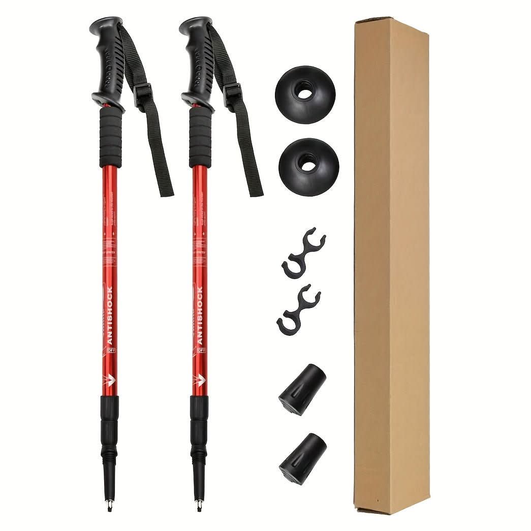 Trekking Poles Adjustable Shock-Absorbing Aluminum & Rubber Grips