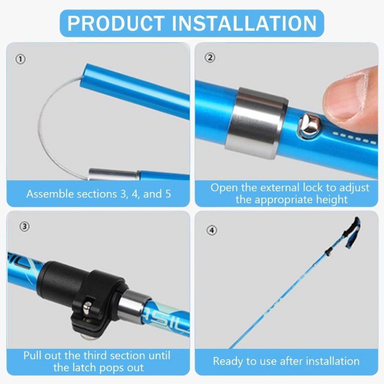 Trekking Poles Aerospace Grade Aluminum Quick Adjust Anti-Slip Grips
