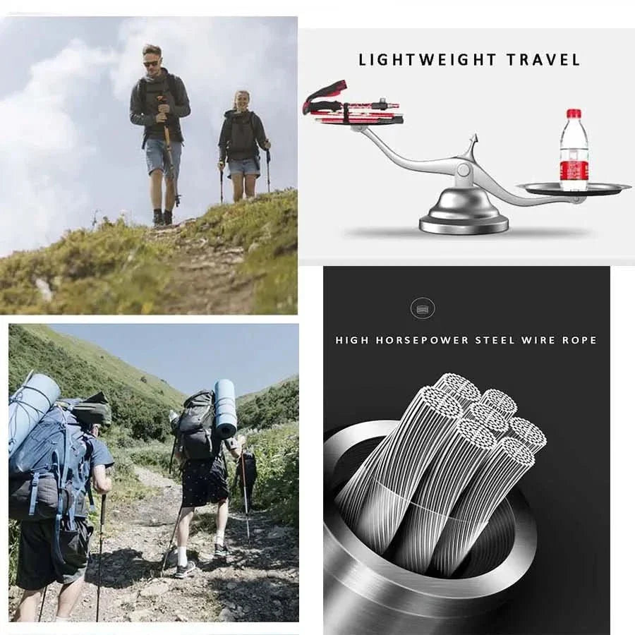 Trekking Poles Foldable Adjustable Aluminium Shaft & EVA Grip