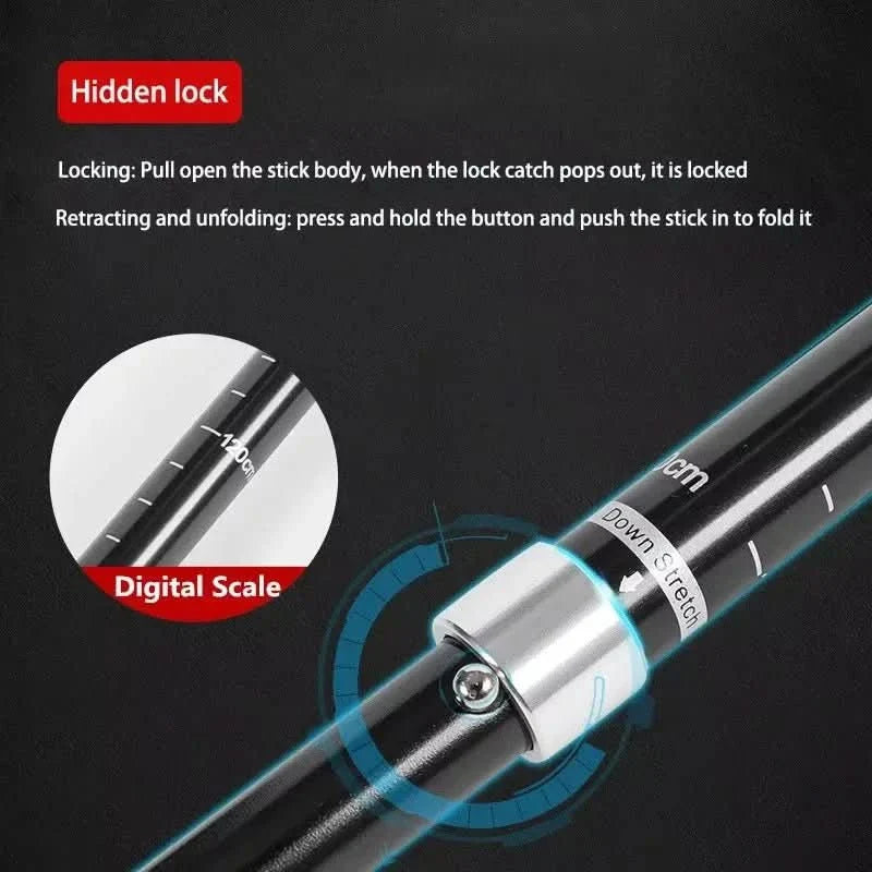 Trekking Poles Foldable Adjustable Aluminium Shaft & EVA Grip