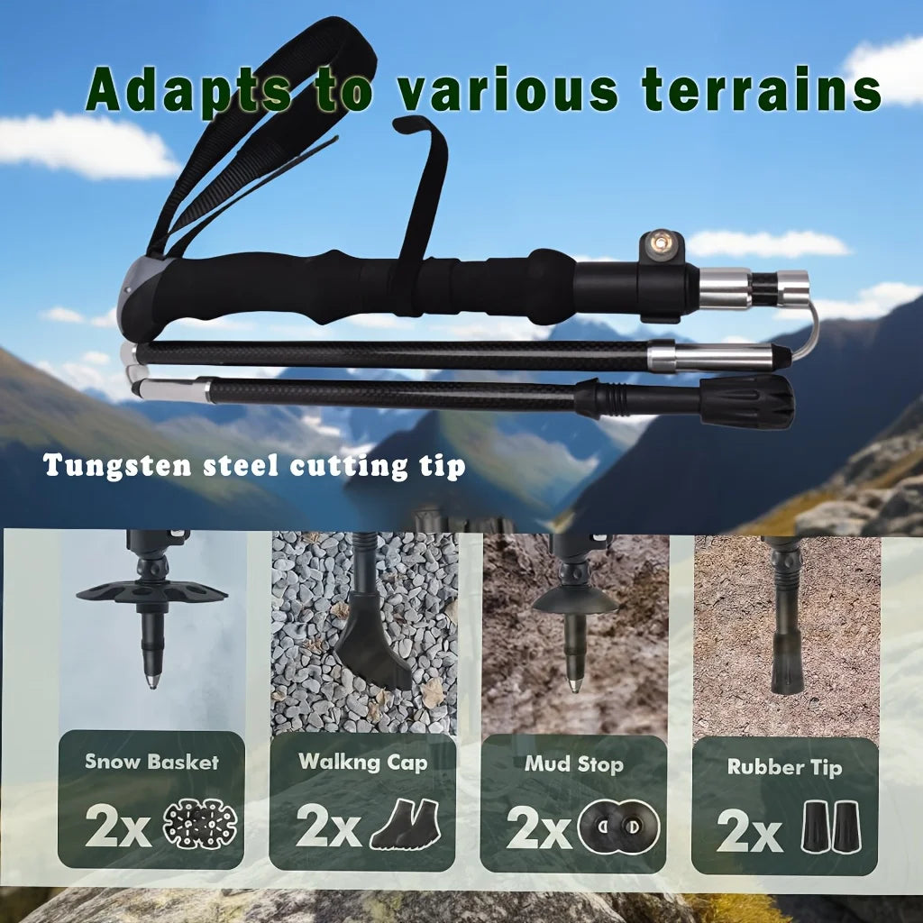 Trekking Poles Lightweight Carbon Fiber Quick Flip-Lock