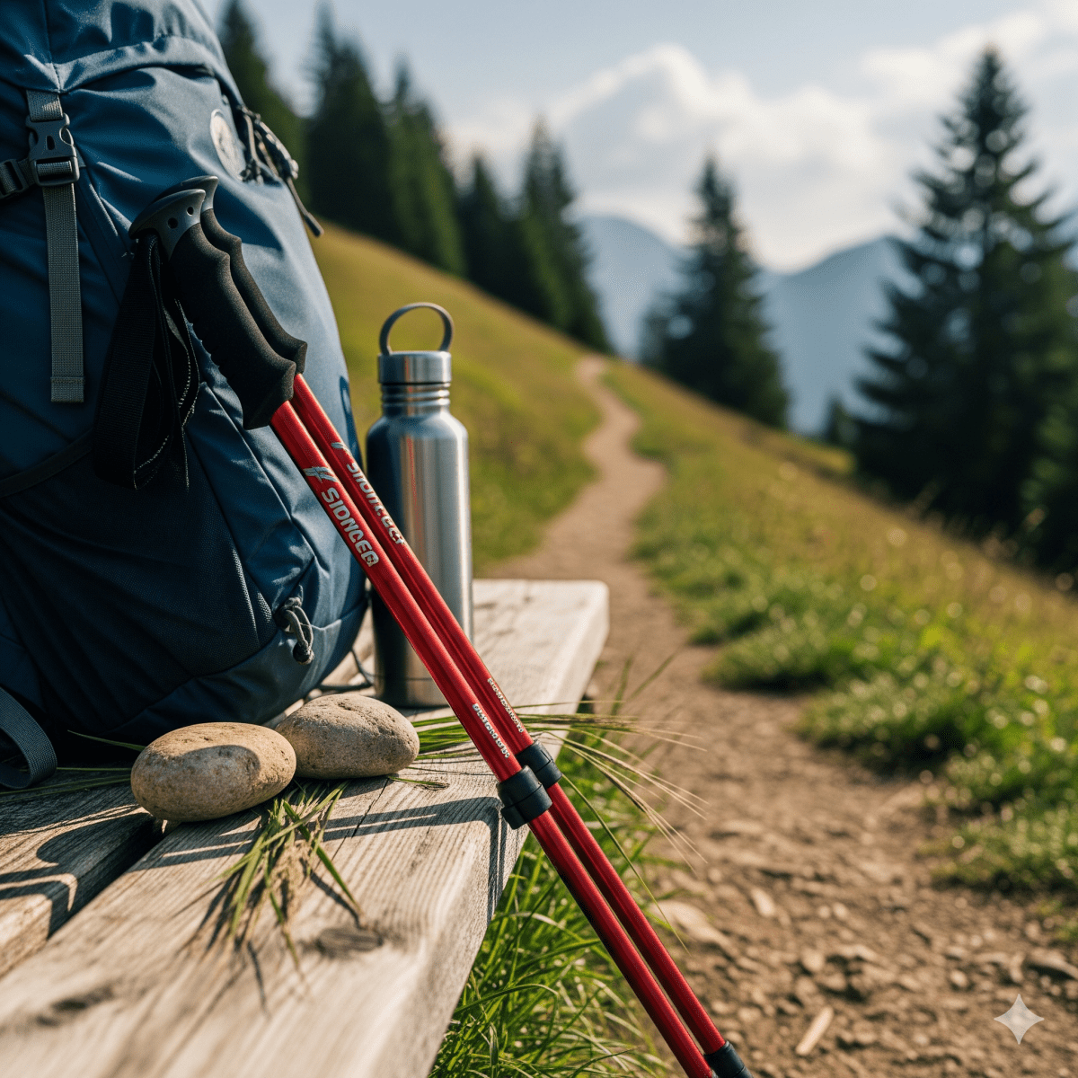 Trekking Poles Telescopic Lightweight Ergonomic Grip & Anti-Slip Tips