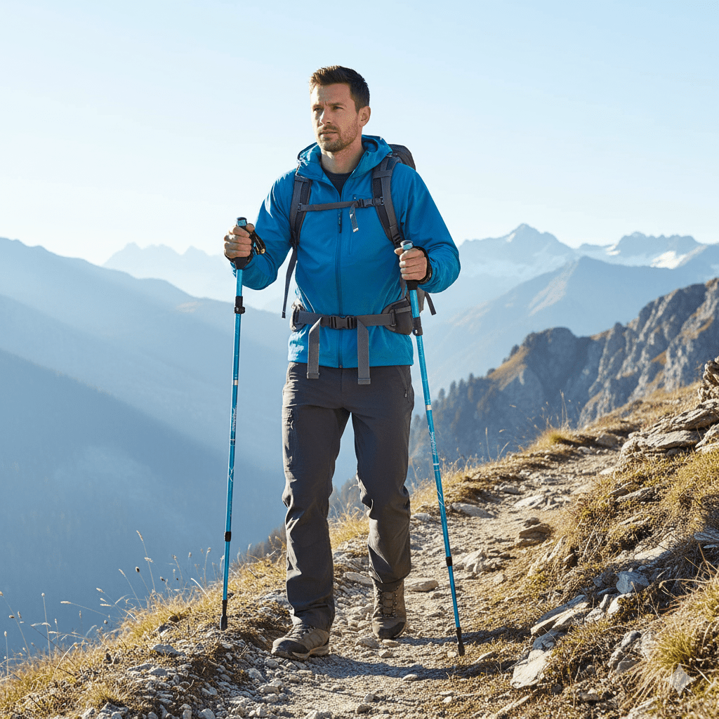 Trekking Poles Ultralight Aluminum Adjustable Length EVA Grip