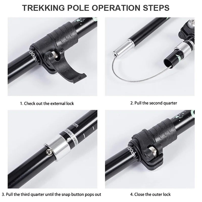 Trekking Poles Ultralight Aluminum Adjustable Length EVA Grip