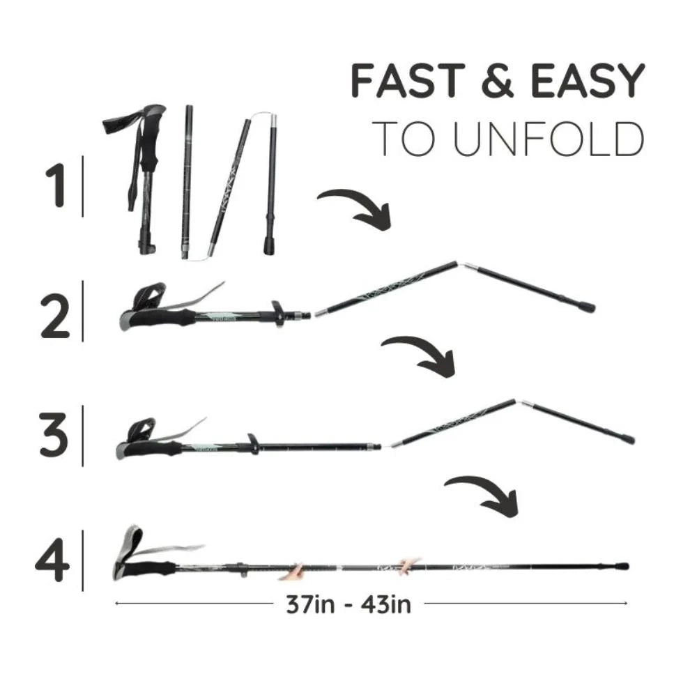 Trekking Stick Quick-Fold Alloy Steel & Textured Grip