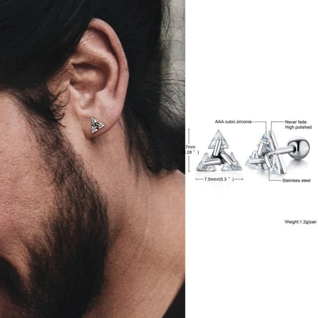 Triangle Stud Earrings 925 Sterling Silver Lightweight