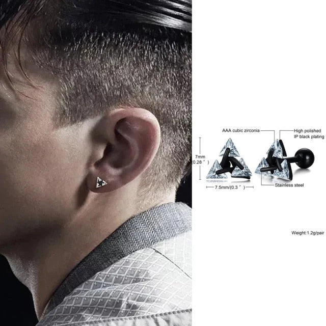 Triangle Stud Earrings 925 Sterling Silver Lightweight