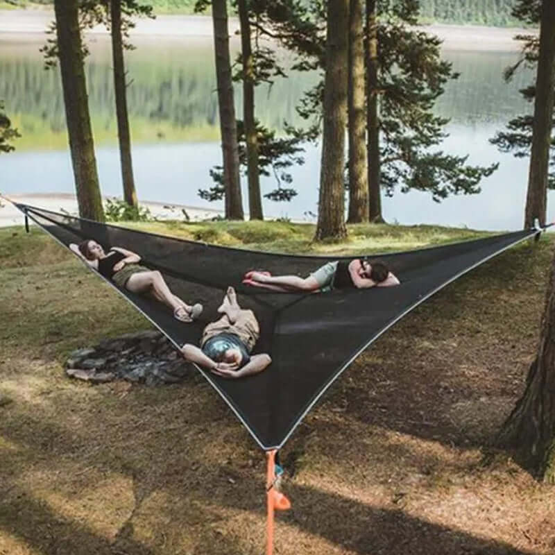 Triangular Camping Hammock Triple-Attachment Nylon Three-Person