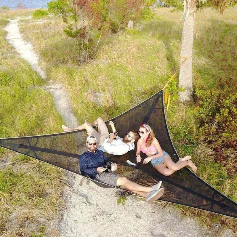 Triangular Camping Hammock Triple-Attachment Nylon Three-Person