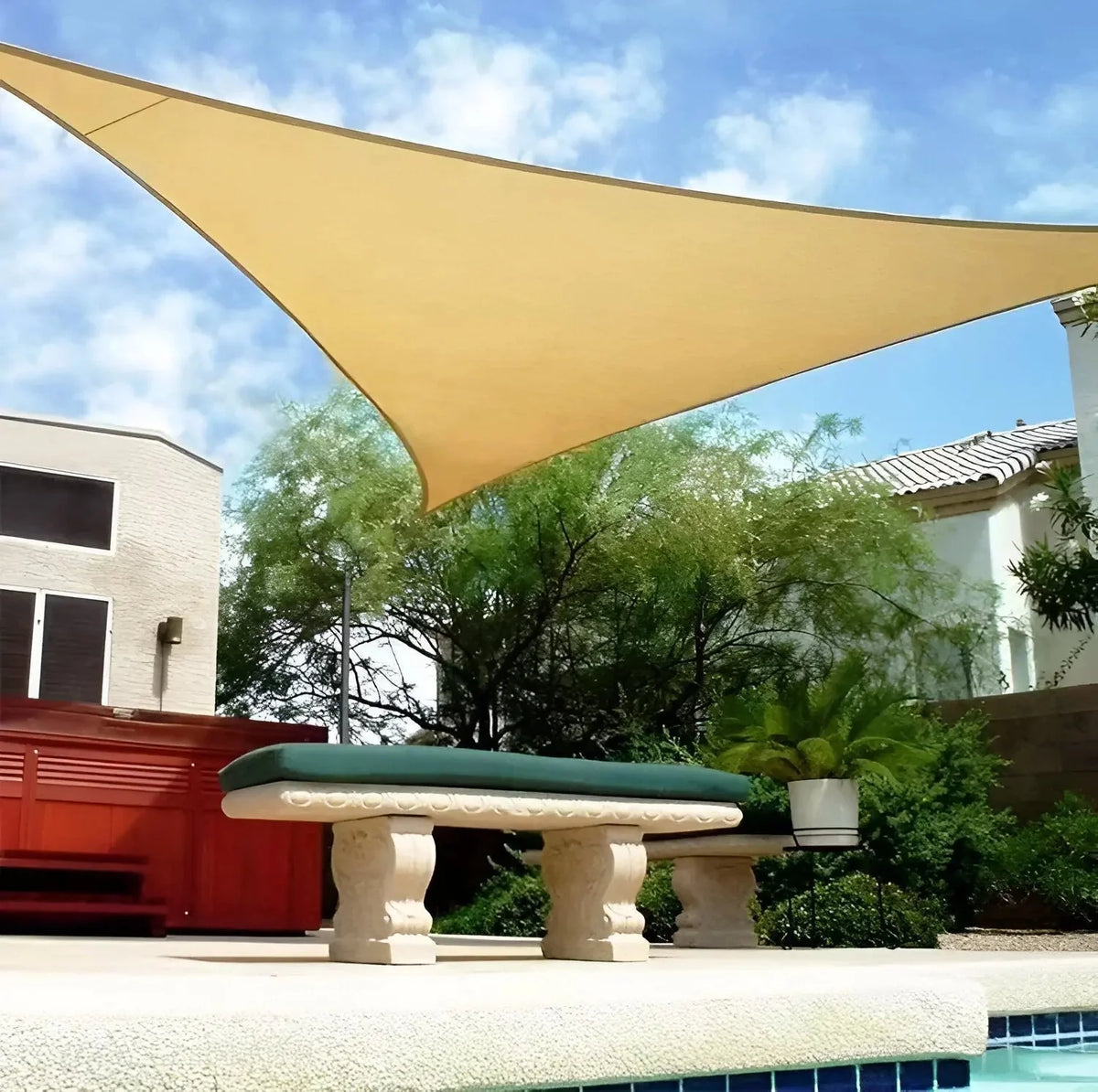 Triangular Shade Sail Waterproof Polyester UV Protection Mounting Kit