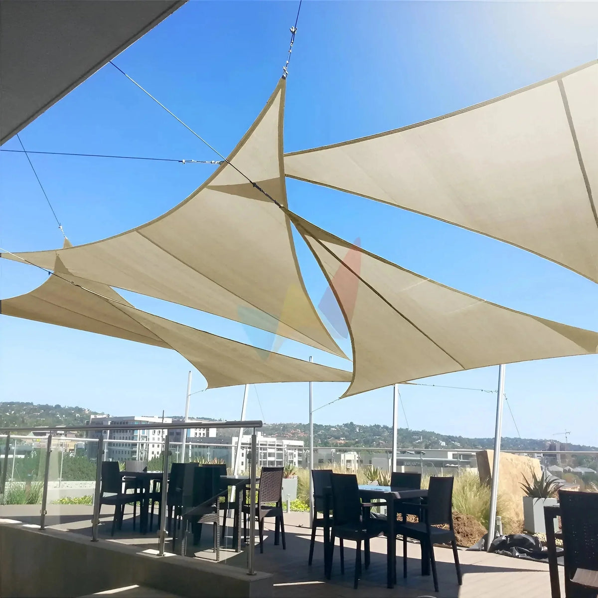 Triangular Shade Sail Waterproof Polyester UV Protection Mounting Kit