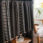 Tribal Geometric Linen Cabinet Curtain With Tassels (Rod Pocket)