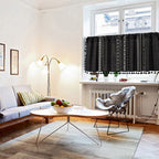 Tribal Geometric Linen Cabinet Curtain With Tassels (Rod Pocket)